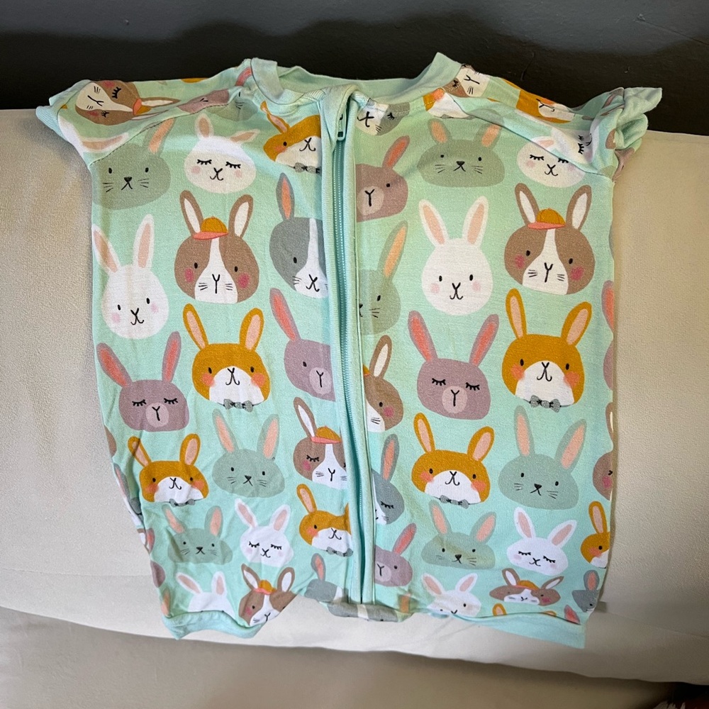 Little Sleepies 3-6 month shorty. Rad rabbit retired print